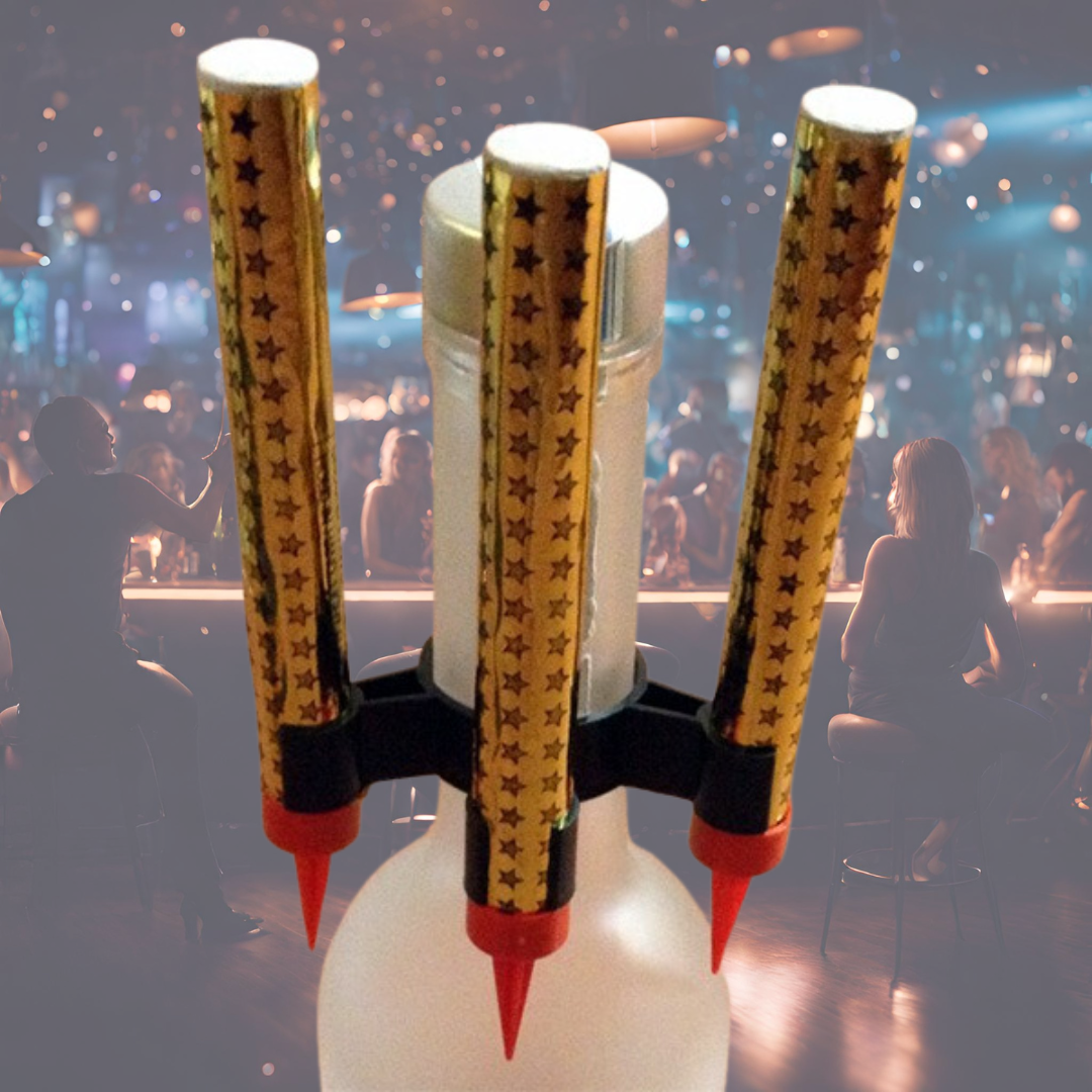 Triple Bottle Sparkler Clips | The Ultimate in Versatility and Safety for VIP Bottle Service